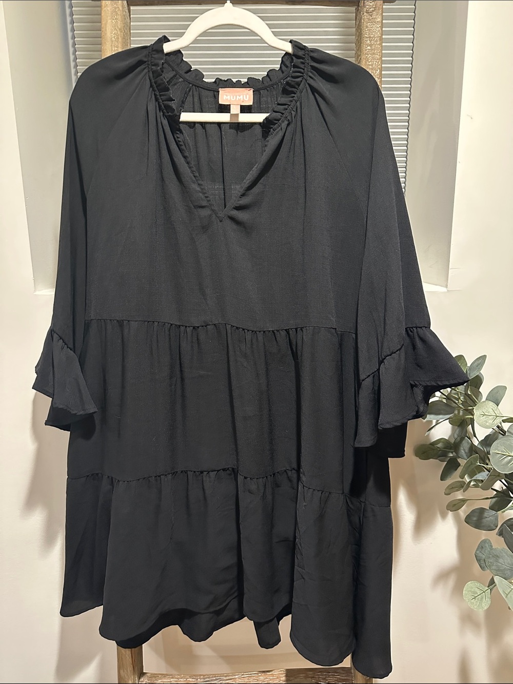 Show Me Your MuMu Black Tiered Ruffle Neck Tunic - NWOT